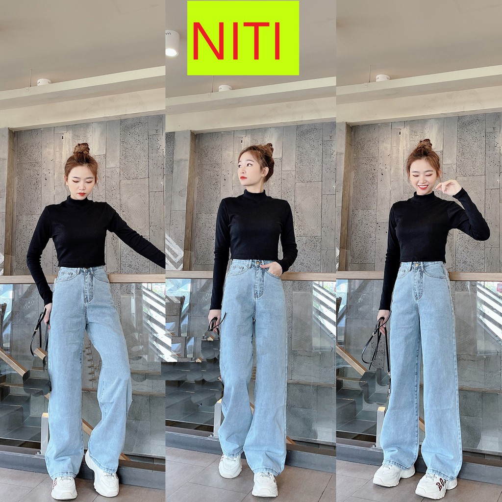 [ NY26 ] QUẦN JEAN ỐNG RỘNG NỮ LƯNG CAO LAI CUỐN BASIC MÀU XANH NHẠT CAO CẤP NITI ĐỦ SIZE S, M, L SIÊU HOT, CHẤT VẢI DÀY