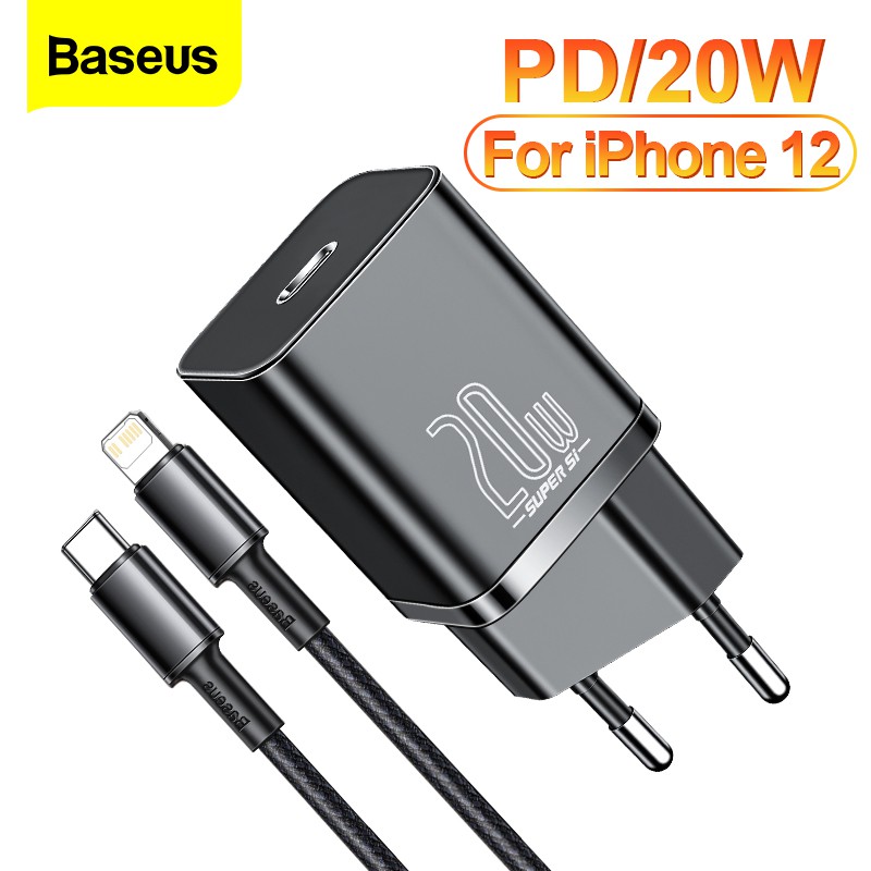 Baseus Cốc Sạc Nhanh Super Si 20W USB Type C For iPhone 12 PD Travel Wall Charger