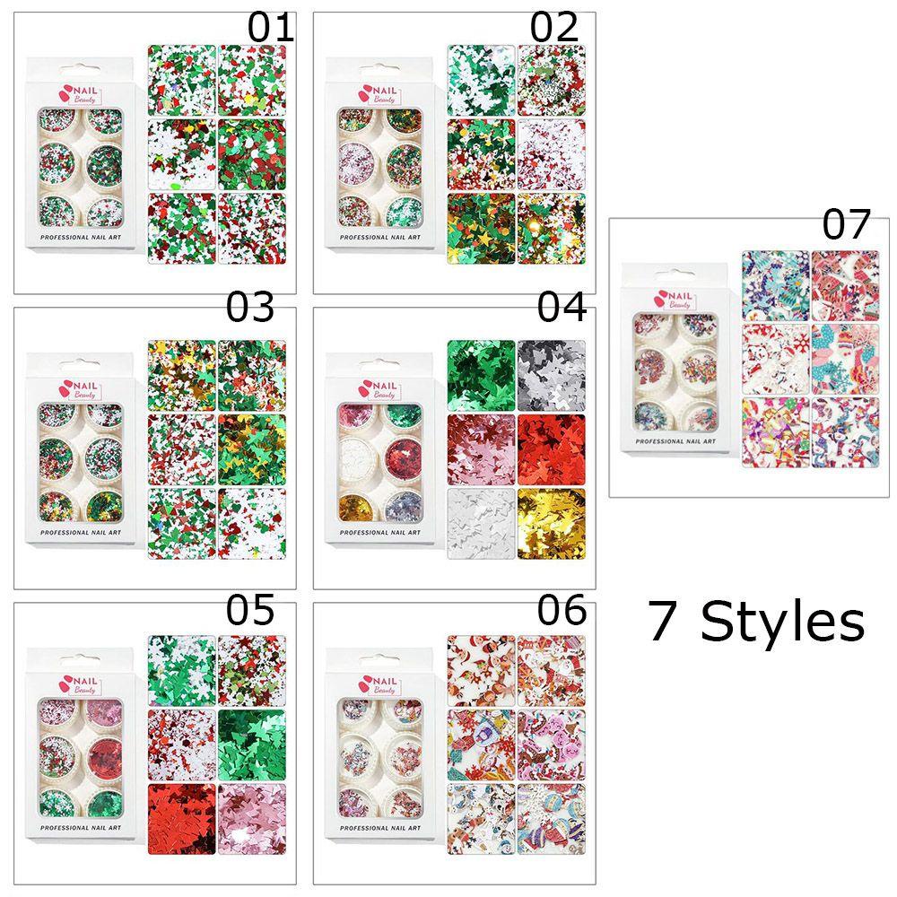 PATH Set 6 Hộp Kim Tuyến Hình Bông Tuyết Trang Trí Móng Tay