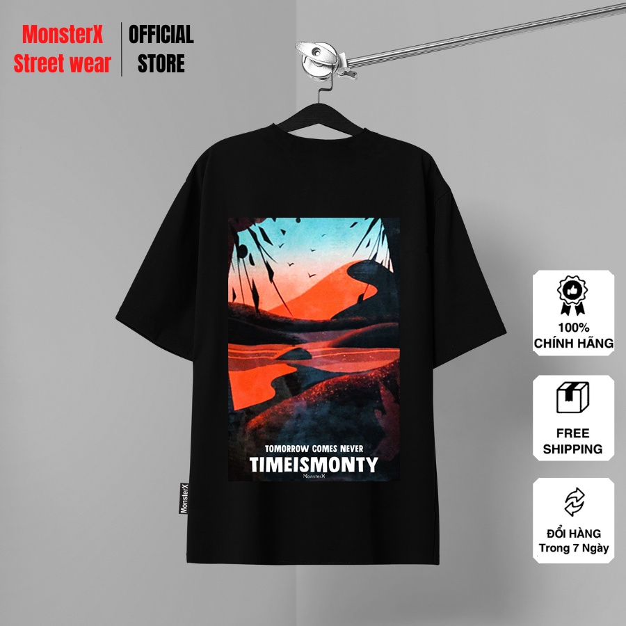 Áo thun unisex MONSTER X STREET Time phông tay lỡ nam nữ form rộng Local Brand