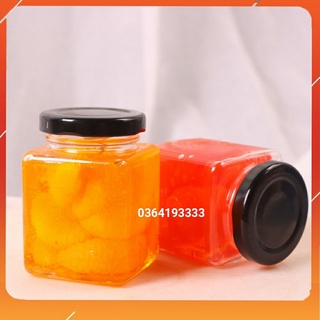 Hũ thuỷ tinh vuông 380ml - Lọ thủy tinh vuông đựng thực phẩm nắp chống tràn