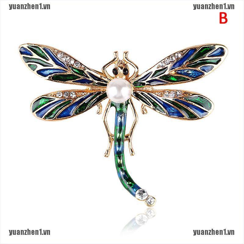 [YUANZHEN1] Trâm Cài Áo Hình Chuồn Chuồn Đính Pha Lê Phong Cách Vintage