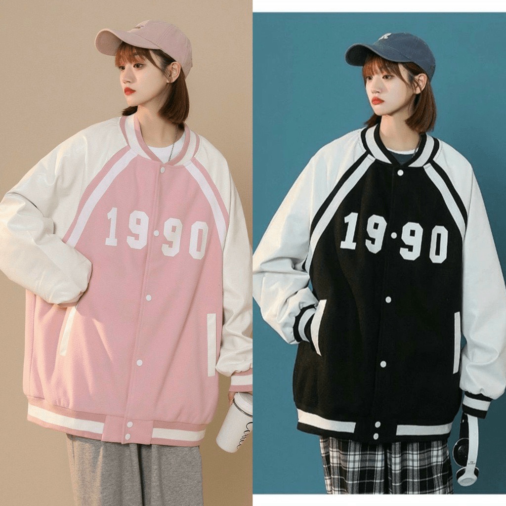 ÁO KHOÁC BOMBER NỮ FOM RỘNG PHỦ MÔNG  THỜI TRANG 1990