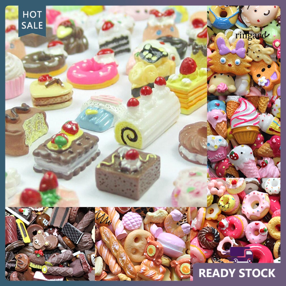 Set 10 Mô Hình Bánh Donut Mini Sống Động Dùng Làm Trang Sức Diy