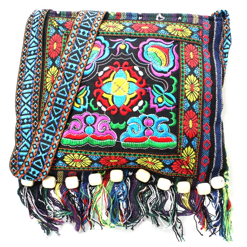Seng Túi Đeo Chéo Thái Lan Họa Tiết Thêu Tua Rua Boho Hi