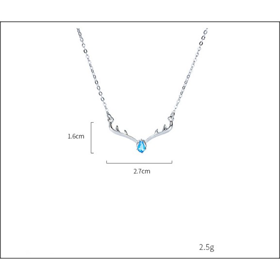 Dây Chuyền Nữ Bạc S925 Sừng Tuần Lộc Đính Đá Opal VCVAA181.  Vòng Cổ Nữ Bạc20Silver