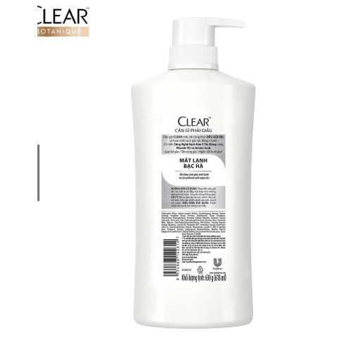 Dầu gội trị gàu Clear mát lạnh bạc hà 630g