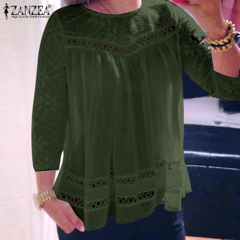 Zanzea Áo Nữ Tay Dài Phối Ren Thời Trang Thanh Lịch