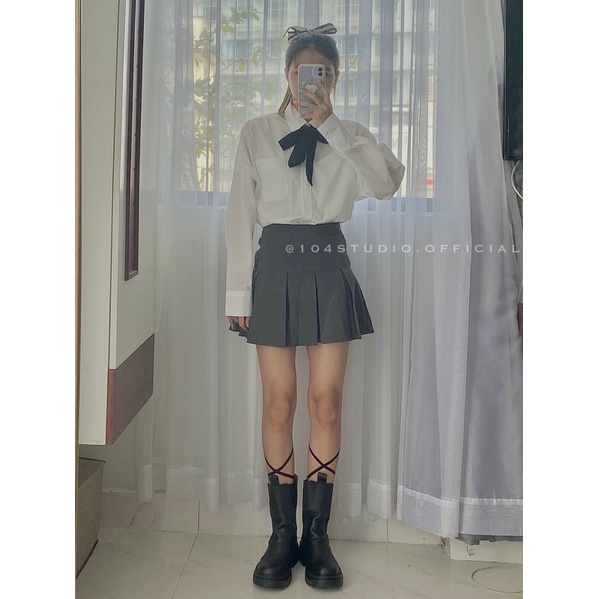 Áo sơ mi oversize tay dài có túi