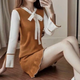 Váy Len Buộc Nơ Cổ_Xưởng May Quang Anh