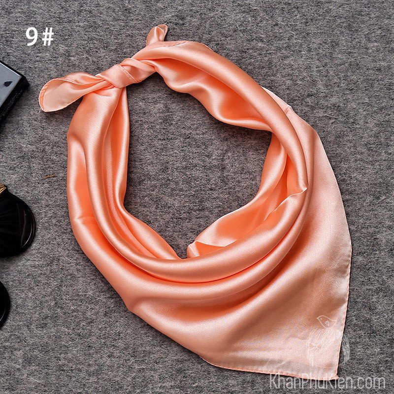 Khăn Lụa Vuông Công Sở 60 60x60cm Màu Hồng Cam Khăn quàng thời trang nữ văn phòng turban bandana cao cấp sang trọng