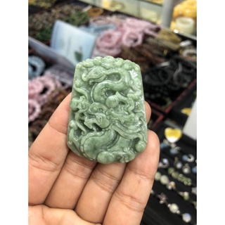 Mặt dây chuyền Rồng phong thủy ngậm hạt châu đá ngọc phỉ thúy