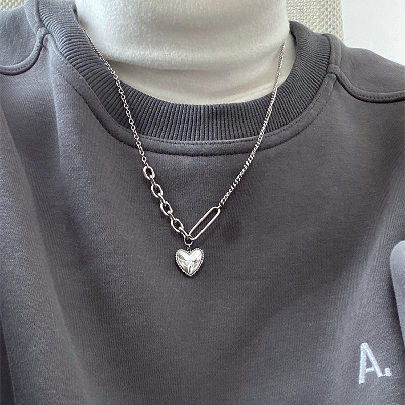 Dây chuyền unisex hình trái tim phong cách hip hop
