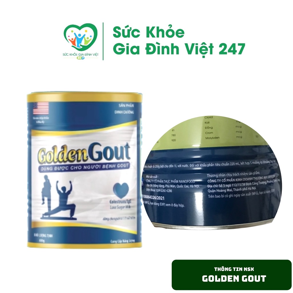 Combo 4 Hộp Sữa Golden Gout - 650g Dành Cho Người Bị gout