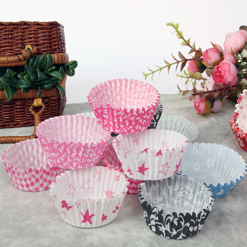 Set 100 Giấy Lót Làm Bánh Cupcake Nhiều Màu Sắc Chống Dầu Tiện Dụng