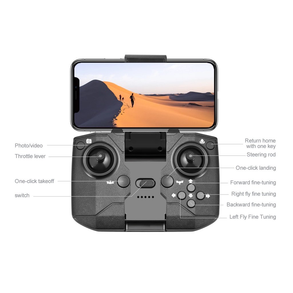 flycam mini 4k KY907 có cảm biến tránh vật cản, camera 4k điều chỉnh 90 độ, bay xa 150m, chụp ảnh và quay phim trên đt