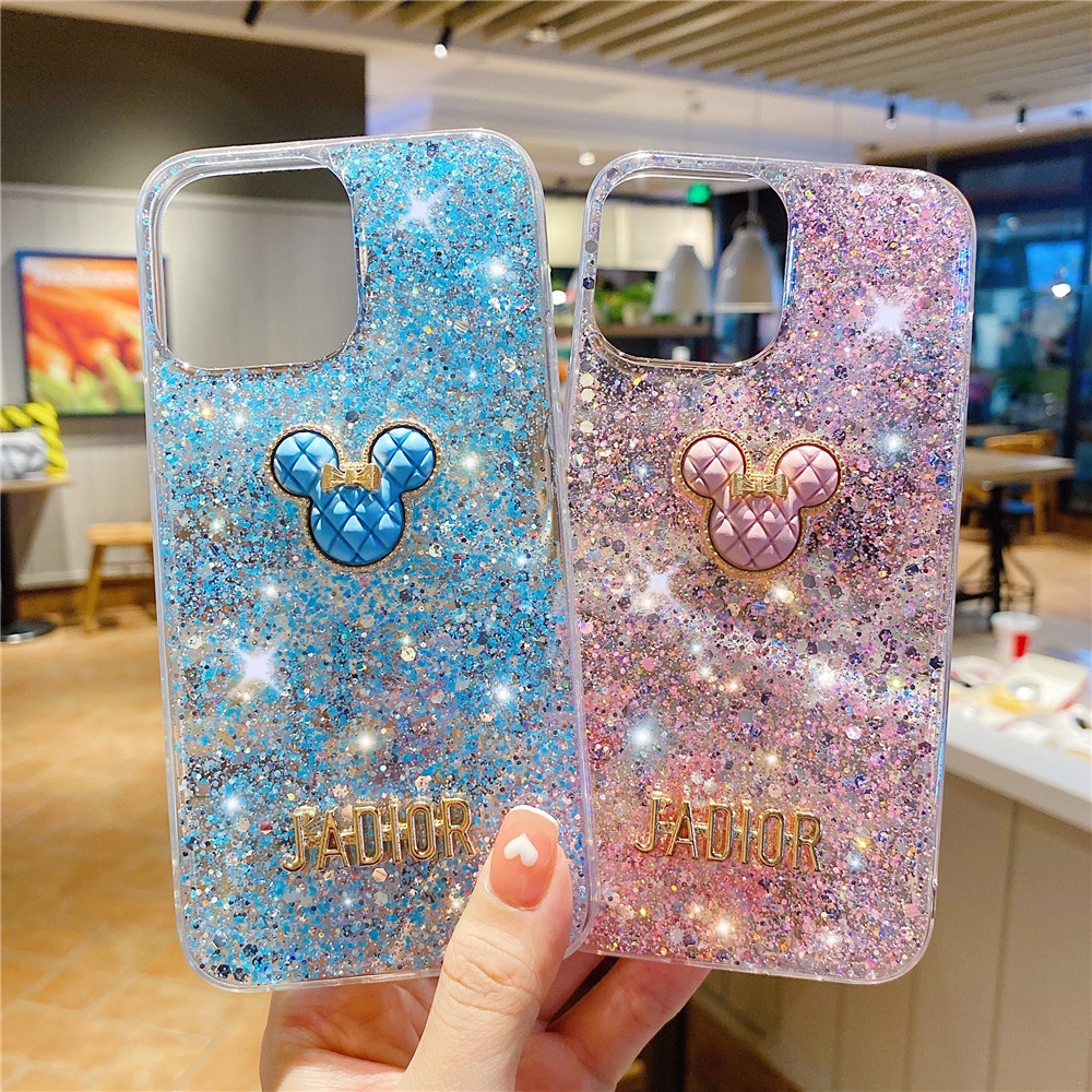 Ốp Điện Thoại Silicon Mềm Họa Tiết Hoạt Hình Lấp Lánh Dễ Thương Cho iPhone 13 12 11 Pro Max XR X XS Max