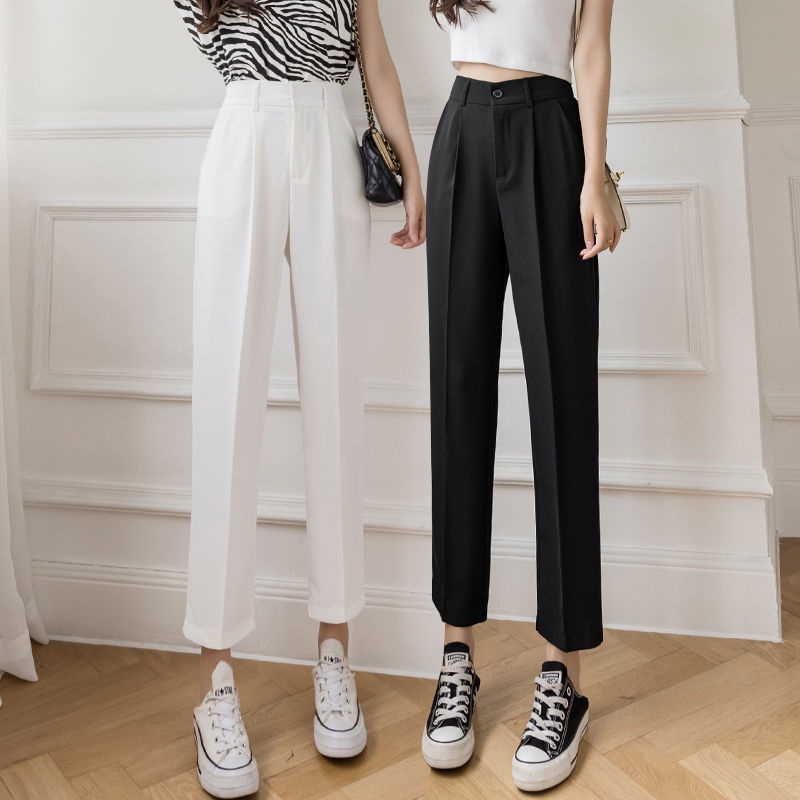 Quần ống suông IELGY lưng cao màu trơn thân thiện với làn da cho nữ