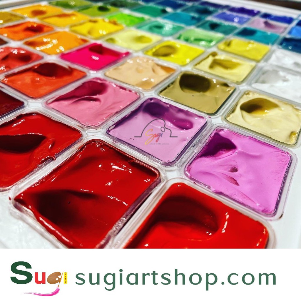 Màu gouache Miya Himi , màu thạch, bột, waat hộp 56 màu x 30ml  - Sugi art shop