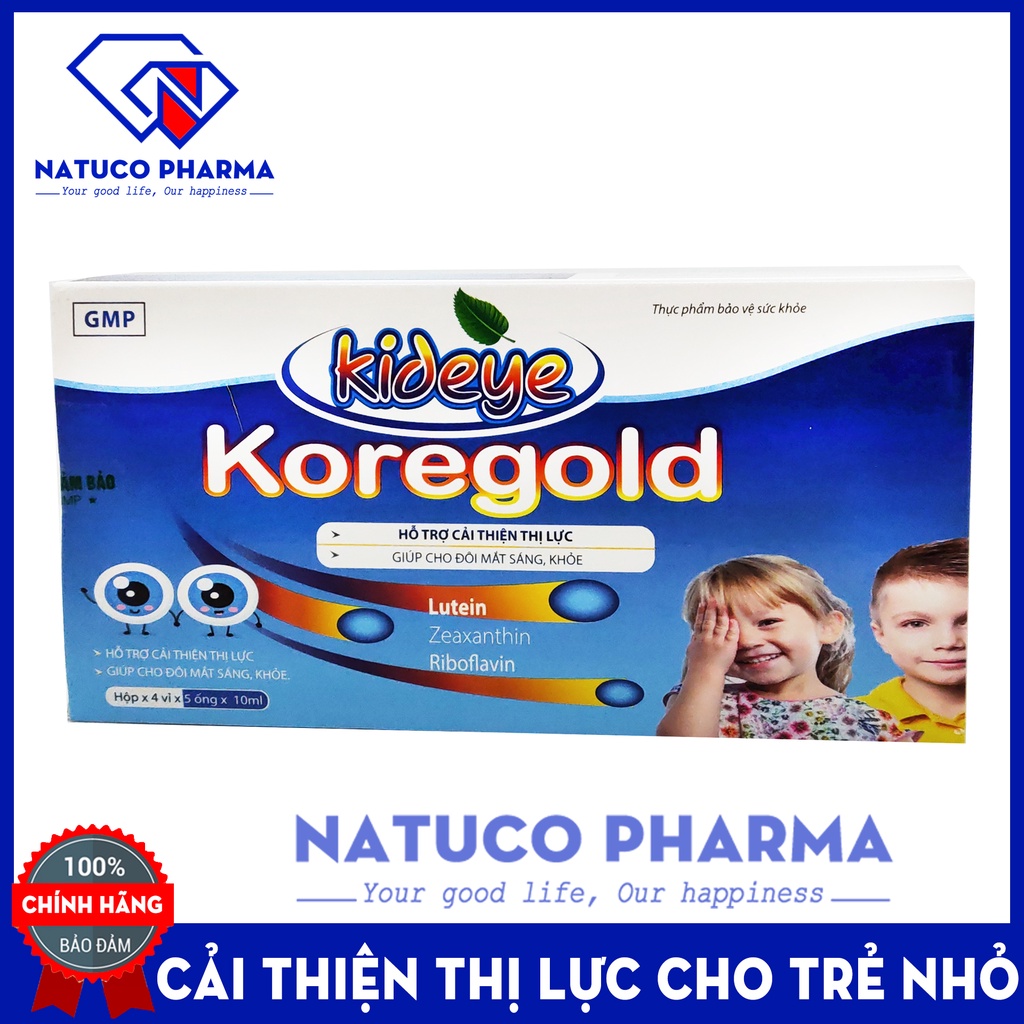 KID EYE Kore Gold Siro sáng mắt cho trẻ nhỏ - giúp cải thiện thị lực, mắt sáng khỏe - 100% thảo dược - Hộp 20 ống 10ml