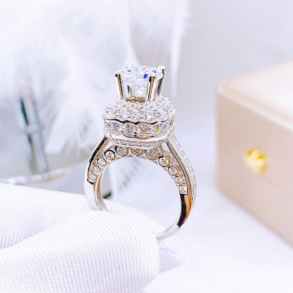 Nhẫn bạc ổ cao quý phái sang chảnh cao cấp