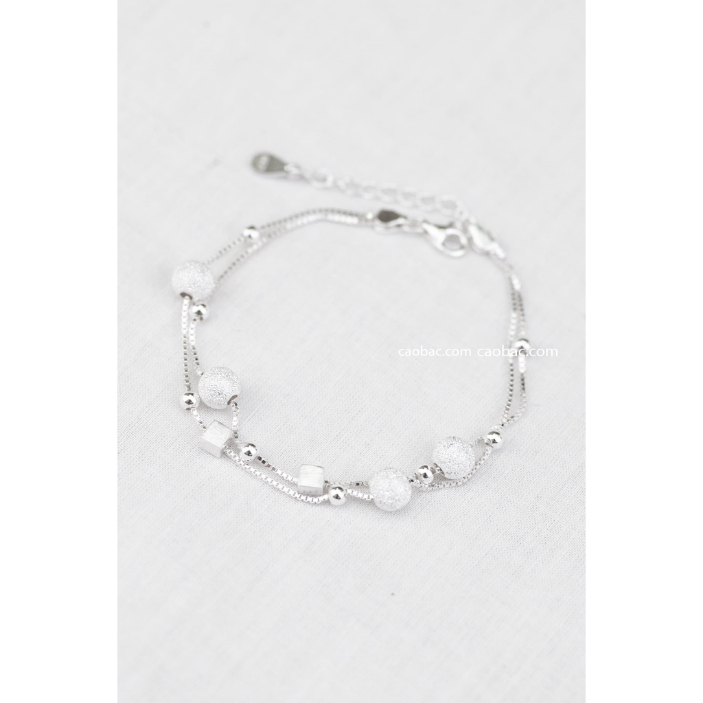 Lắc Tay Bạc Ta S925 CaoBac Silver Hai Sợi Cầu Cát Xinh Xắn Dành Cho Bạn Bạn Gái Đáng Yêu