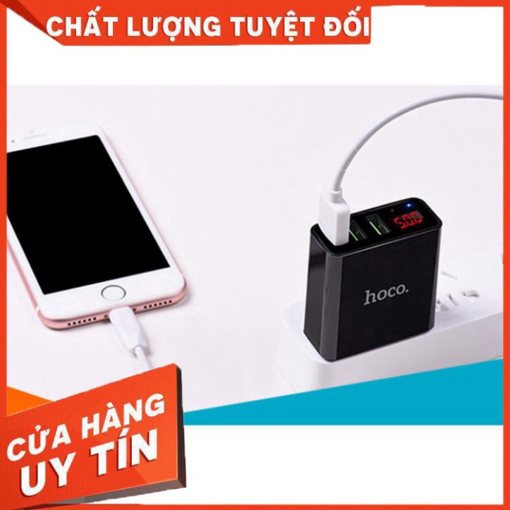 [GIÁ RẺ NHẤT] [CHẤT LƯỢNG SỐ 1]  Cóc Sạc 3 Cổng USB Hoco C15 có màn hình LCD hiển thị điện áp - Hàng Chính Hãng