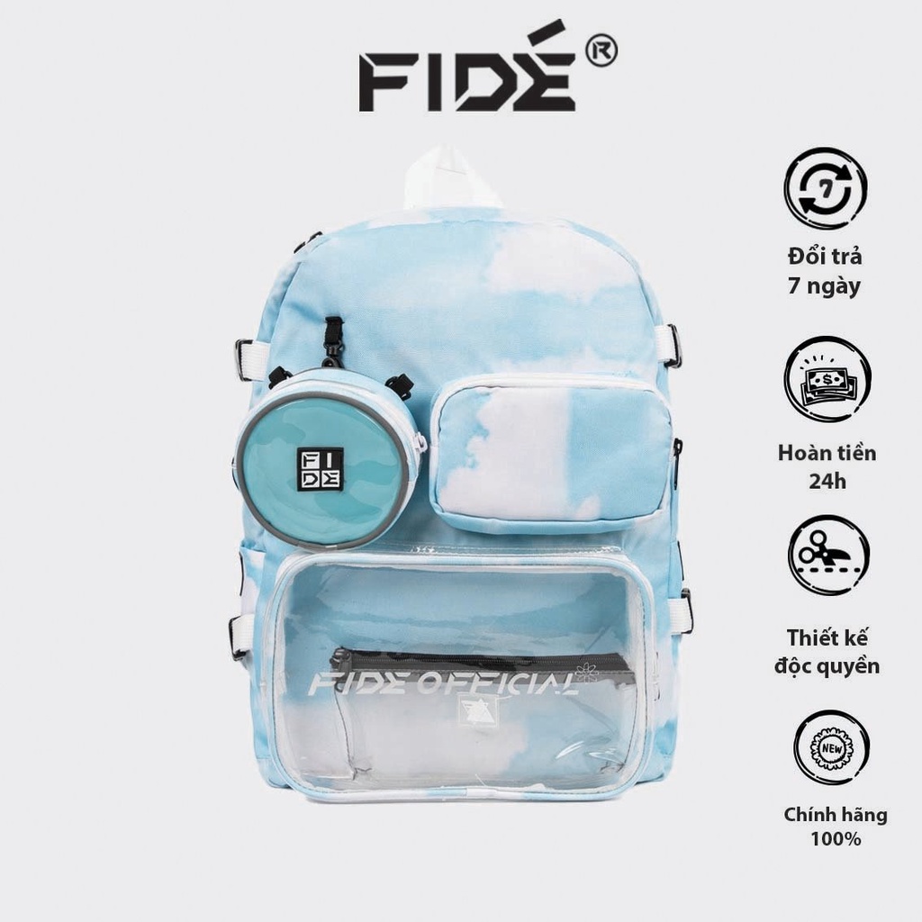 Balo đi học FIDE OFFICIAL SS1 XANH MẤY đi học đi chơi kèm túi chéo , tote , bóp viết , sticker