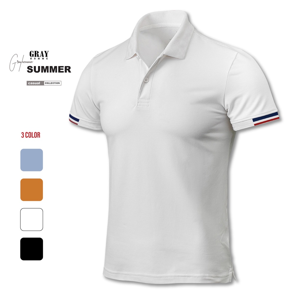 Áo Phông Polo Nam Trơn Có Cổ Tay Ngắn Basic GRAYHOMME Phối Viền Tay Vải Cotton Cao Cấp TPG2007