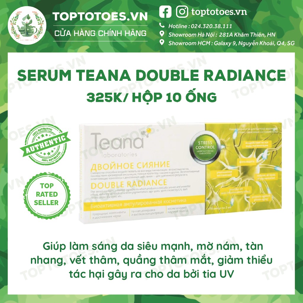 Serum Teana Stress Control Double Radiance làm da sáng, trắng hồng, mờ nám, tàn nhang, thâm, quầng mắt