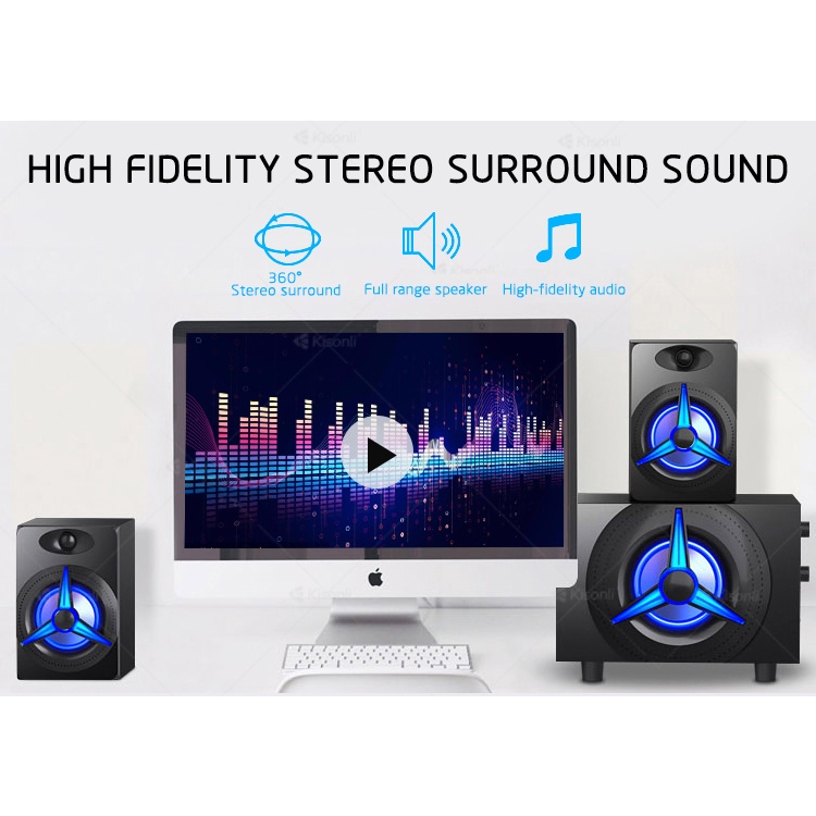 Loa Máy Tính Để Bàn Có Bluetooth LED RGB 2.1 Kisonli TM-7000A Loa Vi Tính Nghe Nhạc Laptop Pc Gaming Có Dây - Chính Hãng