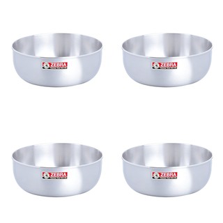 Bộ 4 thố (tô, chén, bát) inox 304 Zebra Thái Lan 1 lớp, kích thước 12cm,14cm,16cm,18cm