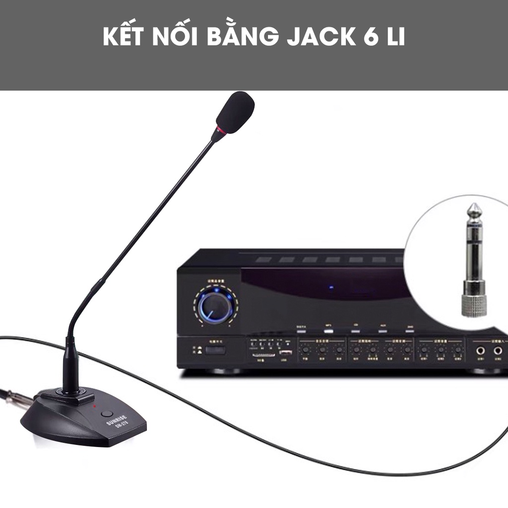 Micro có dây cổ ngỗng Sunrise SM-278, Mic hội nghị chính hãng dùng tọa đàm họp trực tuyến