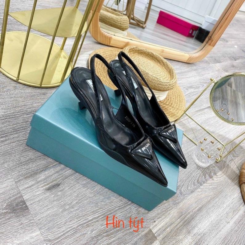 giày Sandal nữ cao gót nhú prada mũi nhọn da bóng (fullbox Bill túi) HOT