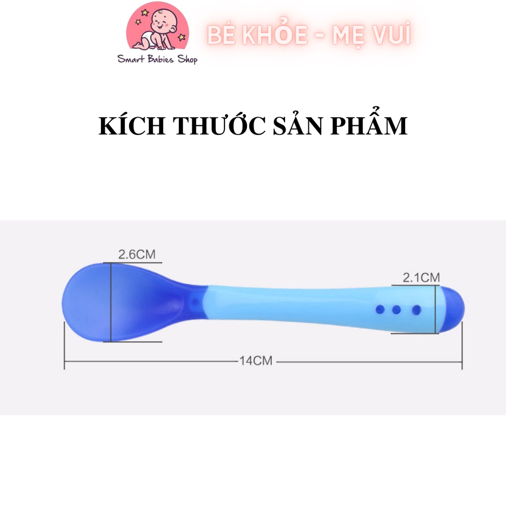 Thìa Ăn Dặm Đầu Silicol Mềm Có Báo Nóng, An Toàn Cho Bé