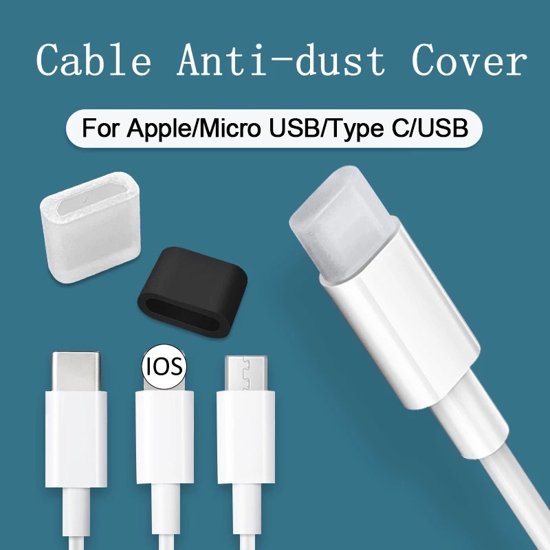 Set 3 Nắp Silicone Đậy Dây Cáp Dữ Liệu Micro Usb/Ios/Type C/Usb Chống Bụi Tiện Dụng