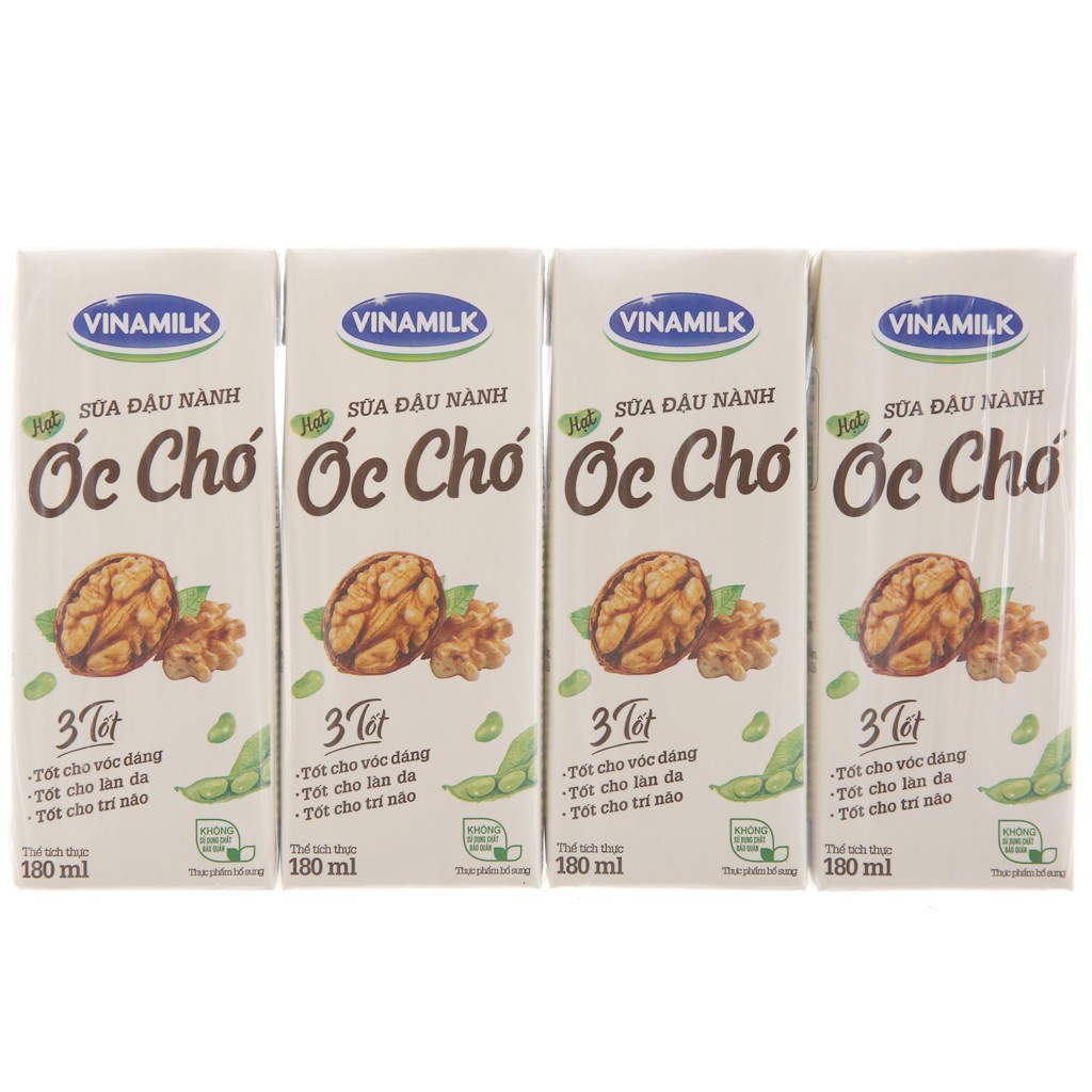 Lốc 4 hộp sữa đậu nành óc chó Vinamilk 180ml