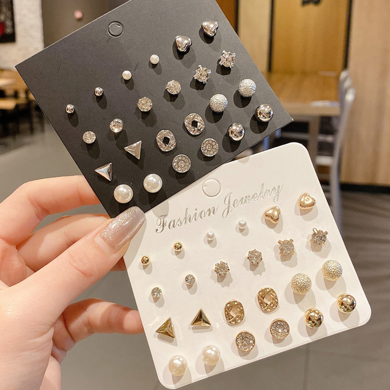 Bộ 12 Đôi Bông Tai Thời Trang Hàn Quốc