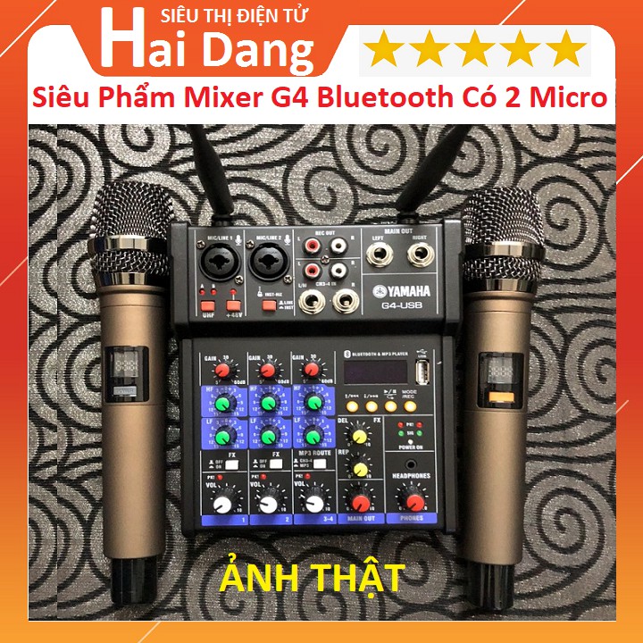 [Mã ELHACE giảm 4% đơn 300K] Bộ Mixer G4 USB Bluetooth, Kèm 2 Micro Không Dây - Chuyên Hát Livestream Karaoke Cao Cấp