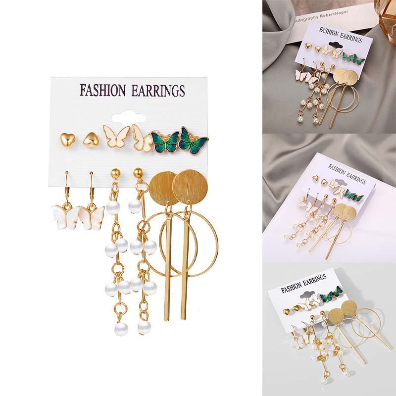 Bông Tai Tua Rua Hình Bướm Và Ngọc Trai JP5