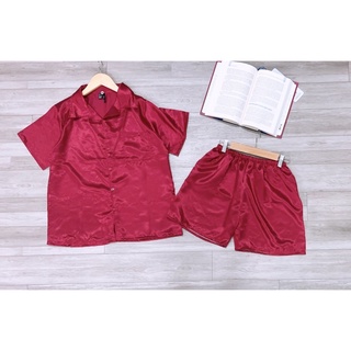 Bộ Pijama đùi lụa phi bóng freesize<60kg