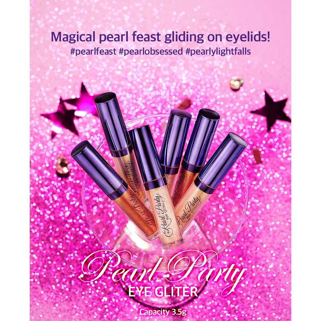 Màu Mắt Nhũ Bom Pearl Party Eye Glitter 3.5g - 02 Sparkling Champagne