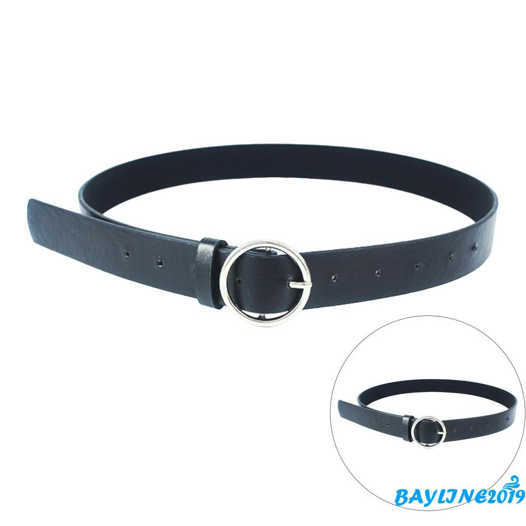 Thắt lưng da khóa tròn màu trơn thời trang cho nữ