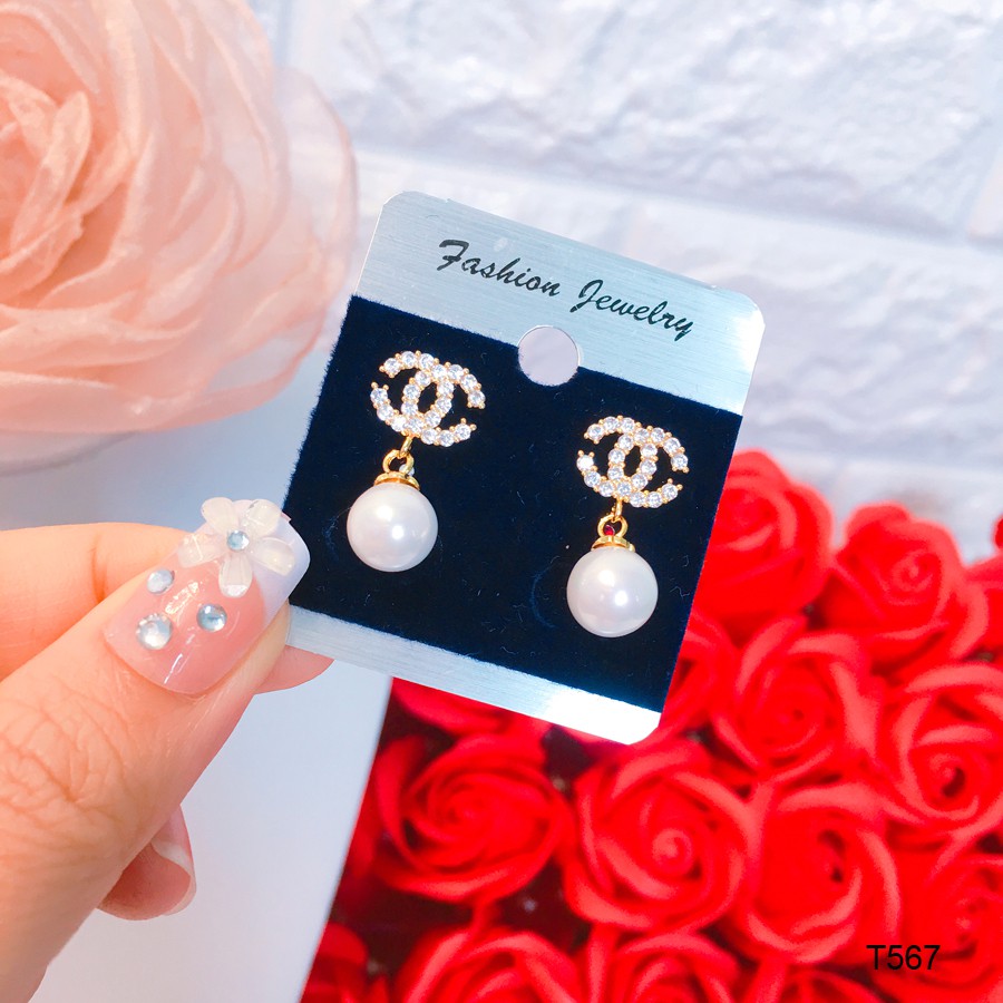 Bông tai chữ x đính đá thiết kế cao cấp Orin T567