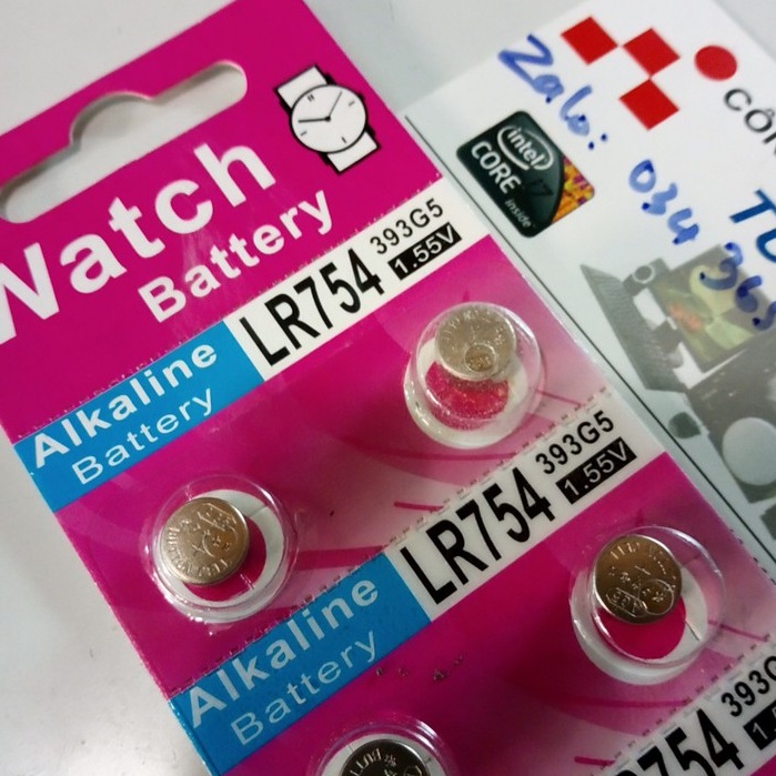 Pin Watch Battery 1.55V: LR754, LR754, G5, AG5, LR48, 193, GP93A, 393, SR754W