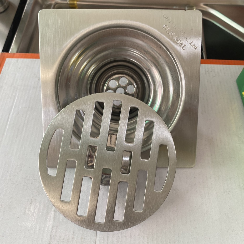 Hố ga thoát sàn nhà tắn, ban công inox 304 chống hôi tuyệt đối loại đẹp dập liền miếng inox không hàn ghép.