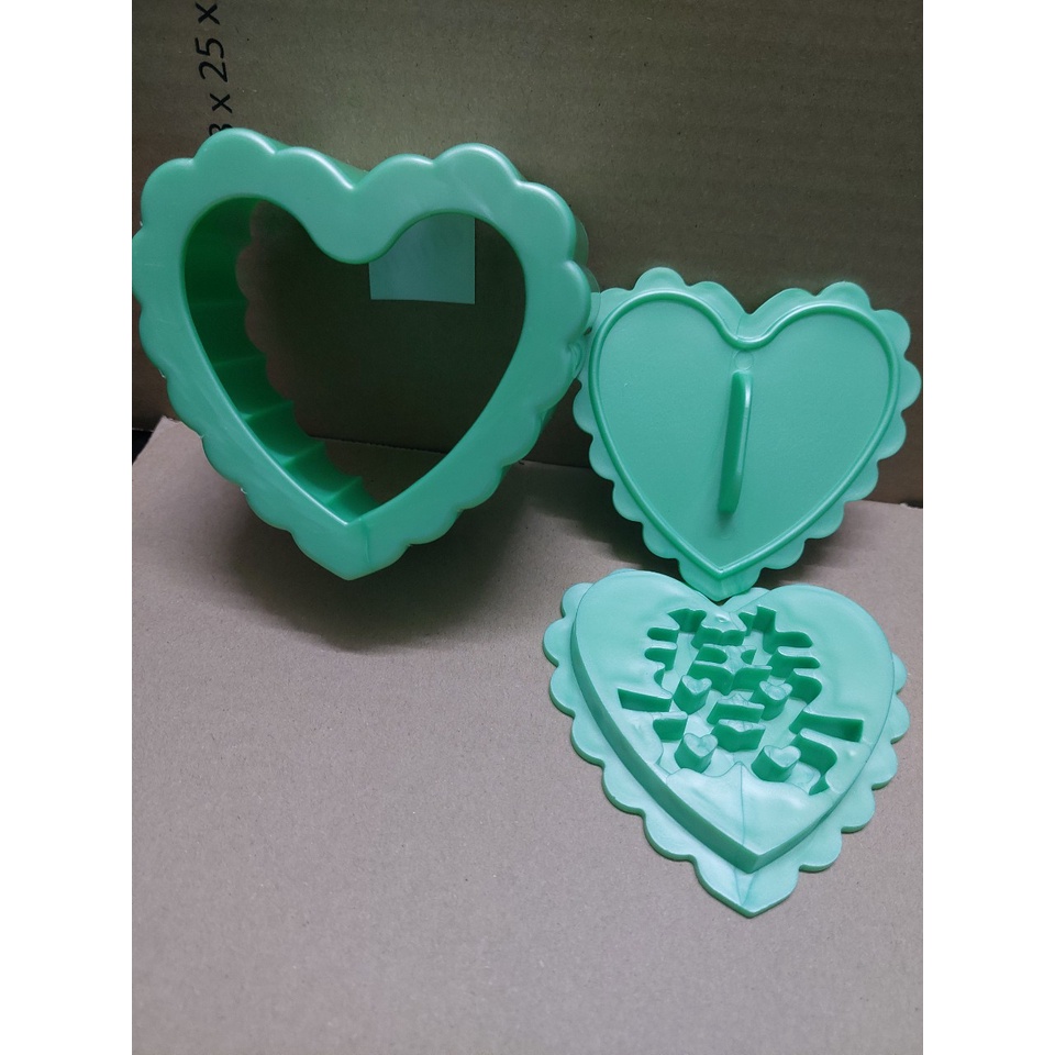 KHUÔN XÔI TIM XANH 9 CM HÌNH Song Hỷ  NGOC LAN