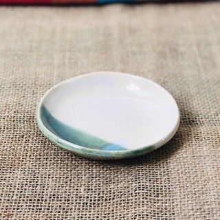 Dĩa gốm mộc thủ công xanh vàng