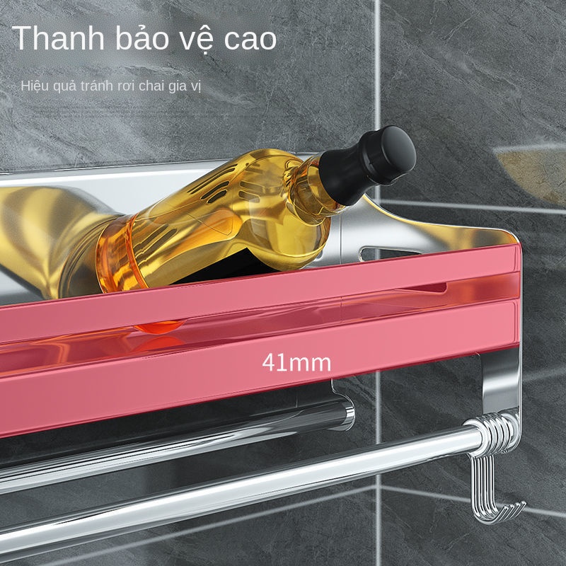 Kệ bếp inox dày SUS304 treo tường đục lỗ cung cấp gia vị miễn phí Giá để đồ gia dụng Hộp đựng gia vị đa năng