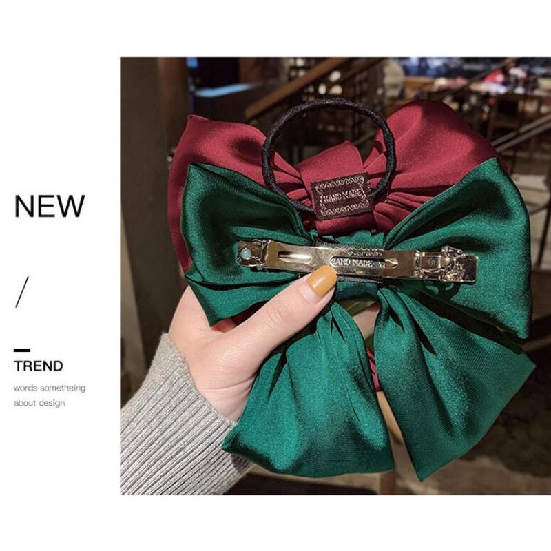 We Flower Kẹp Tóc Nơ Bằng Satin Hai Lớp Họa Tiết Hoa Phong Cách Hàn Quốc Dành Cho Nữ